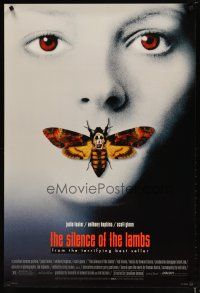 2z681 SILENCE OF THE LAMBS style D DS 1sh '90 great image of Jodie Foster w/moth over mouth!