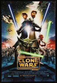 2z718 STAR WARS: THE CLONE WARS advance DS 1sh '08 art of Anakin Skywalker, Yoda, & Obi-Wan Kenobi!