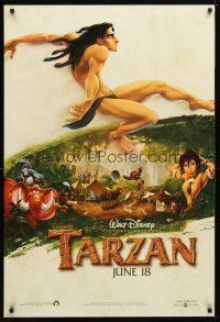 2z734 TARZAN advance DS 1sh '99 cool Walt Disney jungle cartoon, from Edgar Rice Burroughs story!