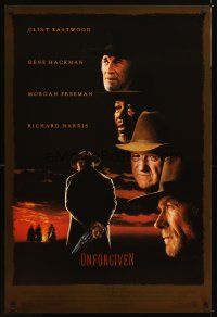 2z785 UNFORGIVEN DS 1sh '92 Clint Eastwood, Gene Hackman, Morgan Freeman, Richard Harris!