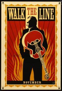 2z796 WALK THE LINE light november style A teaser 1sh '05 art of Joaquin Phoenix as Johnny Cash!