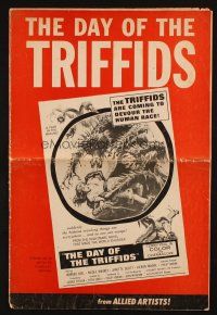 3a0837 DAY OF THE TRIFFIDS pressbook '62 classic English sci-fi horror, great monster images!
