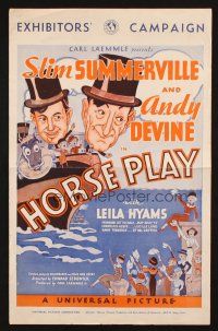 3a0897 HORSE PLAY pressbook '33 Sim Summerville, Andy Devine, great screwball cartoon art!