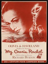 3a0974 MY COUSIN RACHEL pressbook '53 artwork of pretty Olivia de Havilland & Richard Burton!