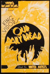 3a1000 OUR DAILY BREAD pressbook '34 King Vidor socialist classic made during The Great Depression!