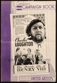 3a1017 PRIVATE LIFE OF HENRY VIII pressbook '33 Charles Laughton, directed by Alexander Korda!