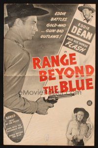 3a1023 RANGE BEYOND THE BLUE pressbook '47 Eddie Dean battles gold-mad and gun-bad outlaws!