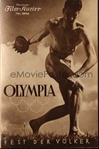 3a0574 OLYMPIAD Austrian program '38 Leni Riefenstahl Berlin Olympic documentary, Jesse Owens shown