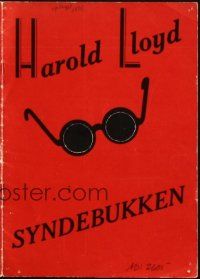 3a0017 CAT'S PAW Danish program '34 Harold Lloyd + different die-cut art of his trademark glasses!