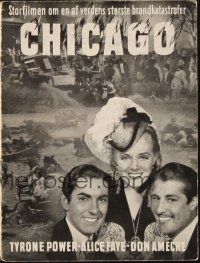 3a0040 IN OLD CHICAGO Danish program R50s different images of Tyrone Power, Alice Faye & Don Ameche!