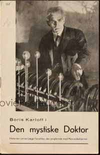 3a0053 MAN WHO LIVED AGAIN Danish program '37 cool different images of mad scientist Boris Karloff!