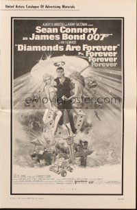 3a0842 DIAMONDS ARE FOREVER pressbook '71 art of Sean Connery as James Bond by Robert McGinnis!