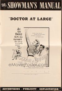 3a0846 DOCTOR AT LARGE pressbook '57 wild image of Dirk Bogarde spanking a woman!