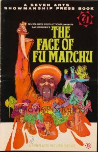3a0858 FACE OF FU MANCHU pressbook '65 art of Asian villain Christopher Lee by Mitchell Hooks!