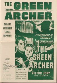 3a0883 GREEN ARCHER pressbook R57 Edgar Wallace serial, Jory, Meredith + cool Robin Hood shadow!