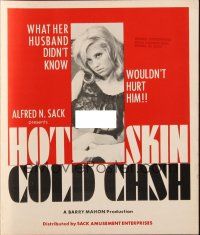 3a0901 HOT SKIN & COLD CASH pressbook '65 Barry Mahon, she's always available if the price is right!