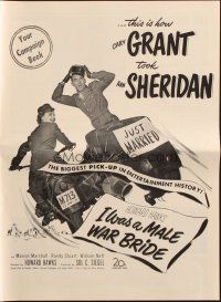 3a0907 I WAS A MALE WAR BRIDE pressbook '49 cross-dresser Cary Grant & Ann Sheridan on motorcycle!