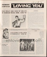 3a0944 LOVING YOU/KING CREOLE pressbook '59 Elvis Presley, rock 'n' roll double-bill!