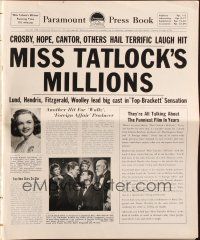 3a0959 MISS TATLOCK'S MILLIONS pressbook '48 John Lund, Wanda Hendrix, it's got a million laughs!