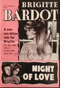 3a0983 NIGHT OF LOVE pressbook '59 art of sexy Brigitte Bardot in a new sex-kitten role!