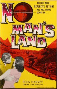 3a0987 NO MAN'S LAND pressbook '64 filled with explosive action, all hell broke loose in WWII!