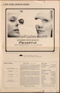 3a1005 PERSONA pressbook '67 close up of Liv Ullmann & Bibi Andersson, Ingmar Bergman classic!