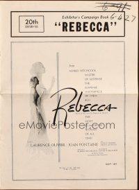 3a1026 REBECCA pressbook R56 Alfred Hitchcock, art of Laurence Olivier & Joan Fontaine!
