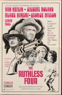 3a1045 RUTHLESS FOUR pressbook '69 Van Heflin, Gilbert Roland, Klaus Kinski, spaghetti western!