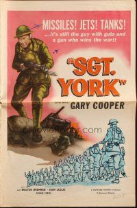 3a1061 SERGEANT YORK pressbook R58 great artwork of Gary Cooper in uniform, Howard Hawks classic!