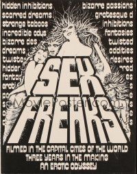 3a1064 SEX FREAKS pressbook '74 filmed in the capital cities of the world, an erotic odyssey!