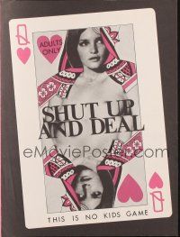 3a1071 SHUT UP & DEAL pressbook '69 playing cards with naked women, this is no kids game!