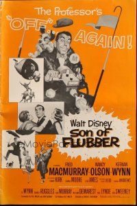 3a1086 SON OF FLUBBER pressbook '63 Walt Disney, professor Fred MacMurray's off again!