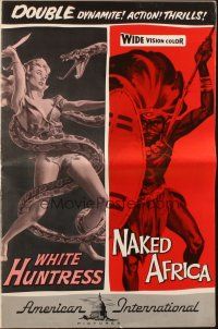 3a1191 WHITE HUNTRESS/NAKED AFRICA pressbook '57 cool art, double dynamite! action! thrills!