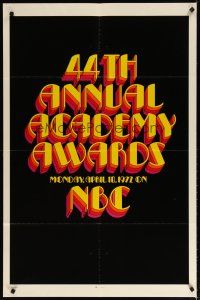 3b007 44th ANNUAL ACADEMY AWARDS TV 1sh '72 NBC television, cool titel design!