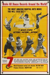 3b009 7 GRANDMASTERS 1sh '78 Joseph Kuo kung fu action thriller, cool image!