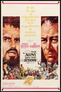 3b021 AGONY & THE ECSTASY 1sh '65 Charlton Heston, Rex Harrison, Carol Reed epic!
