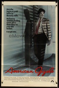 3b032 AMERICAN GIGOLO int'l 1sh '80 handsome male prostitute Richard Gere is framed for murder!