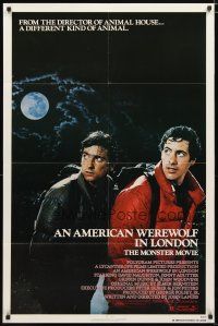 3b036 AMERICAN WEREWOLF IN LONDON 1sh '81 David Naughton, Griffin Dunne, directed by John Landis!