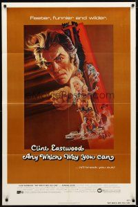 3b042 ANY WHICH WAY YOU CAN 1sh '80 cool artwork of Clint Eastwood by Bob Peak!