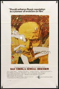 3b051 BAD TIMING 1sh '80 Nicholas Roeg, cool art of Art Garfunkel & sexy Theresa Russell!