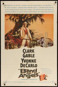 3b055 BAND OF ANGELS 1sh '57 Clark Gable buys beautiful slave mistress Yvonne De Carlo!