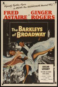 3b058 BARKLEYS OF BROADWAY 1sh '49 artwork of Fred Astaire & Ginger Rogers dancing in New York!