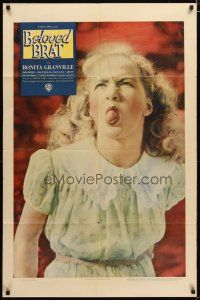 3b063 BELOVED BRAT 1sh '38 Dolores Costello, wacky Bonita Granville with her tongue out!