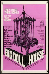 3b072 BIG DOLL HOUSE 1sh '71 artwork of Pam Grier whose body was caged, but not her desires!