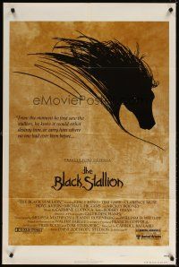 3b086 BLACK STALLION style A 1sh '79 Carroll Ballard, cool artwork of horse's mane!