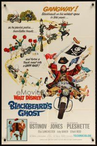 3b089 BLACKBEARD'S GHOST 1sh '68 Walt Disney, artwork of wacky invisible pirate Peter Ustinov!