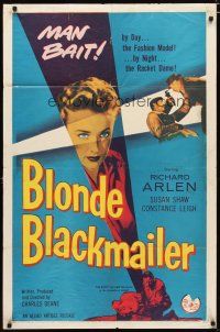 3b094 BLONDE BLACKMAILER 1sh '58 bad girl Susan Shaw's body was the secret to the shakedown!