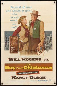 3b113 BOY FROM OKLAHOMA 1sh '54 directed by Michael Curtiz, Will Rogers Jr, & Nancy Olson!