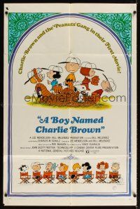 3b114 BOY NAMED CHARLIE BROWN 1sh '70 baseball art of Snoopy & the Peanuts by Charles M. Schulz!
