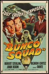 3b129 BUNCO SQUAD style A 1sh '50 unmasking the phoney spiritualist cult ring, great film noir art!